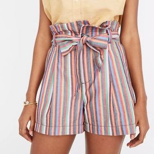 Madewell Paperbag Shorts in Rainbow Stripe